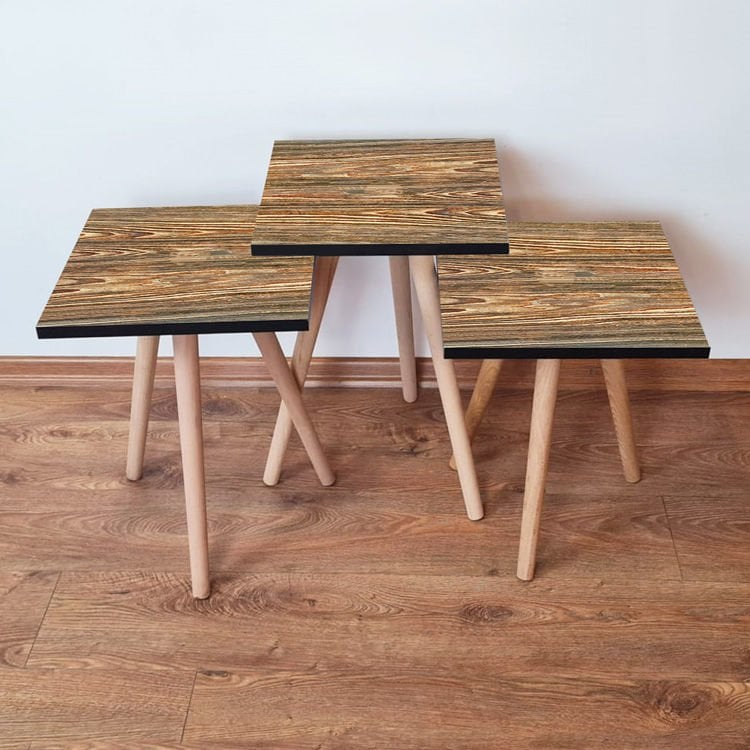 Desenli 3lü Zigon Sehpa