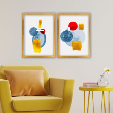 2 Parçalı Altın Çerçeveli Tablo 35cm x 45cm