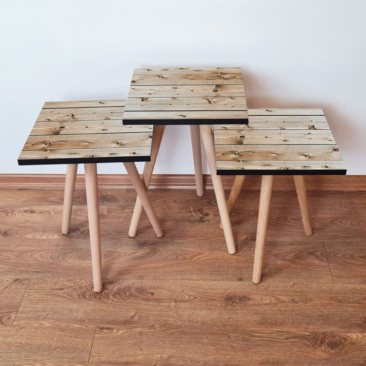 Desenli 3lü Zigon Sehpa