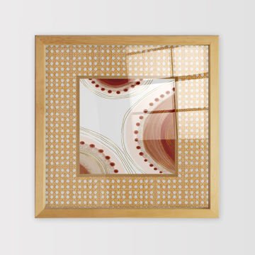 Naturel Çerçeveli Hasır Baskı Cam Tablolar 50cm x 50cm