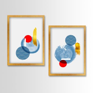 2 Parçalı Altın Çerçeveli Tablo 35cm x 45cm