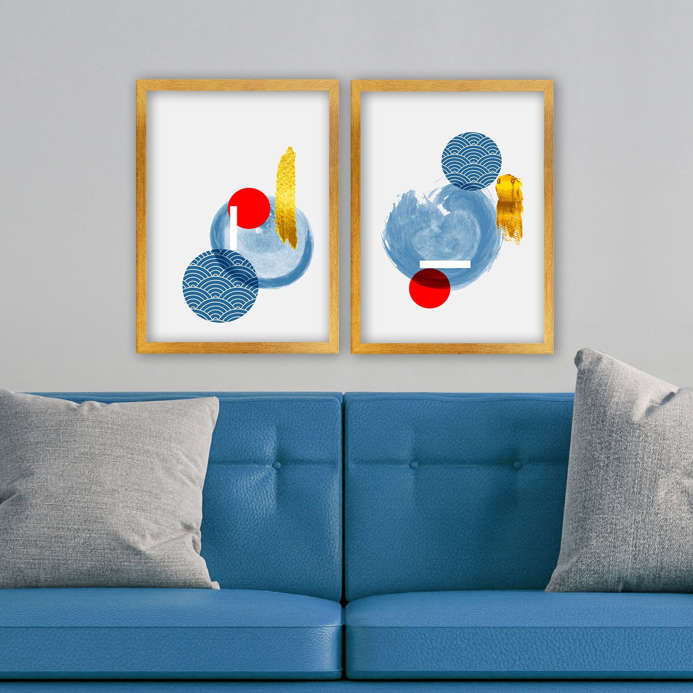 2 Parçalı Altın Çerçeveli Tablo 35cm x 45cm