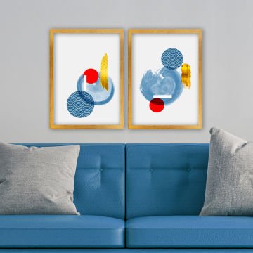 2 Parçalı Altın Çerçeveli Tablo 35cm x 45cm