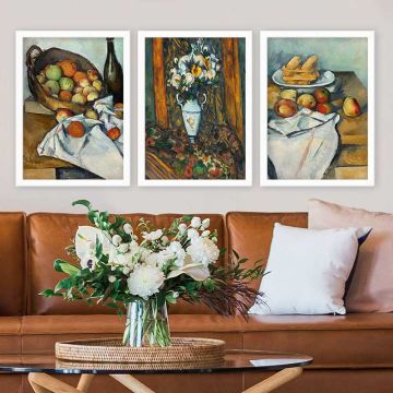 Paul Cezanne 3 Parça Beyaz Çerçeveli Tablo 35cm x 45cm