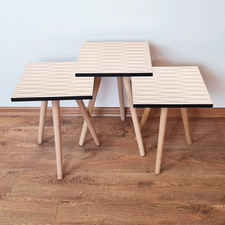 Desenli 3lü Zigon Sehpa