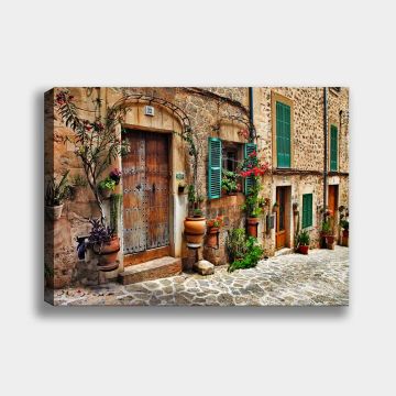 Sokak Taş ev Kanvas Tablo 50cm x 70cm