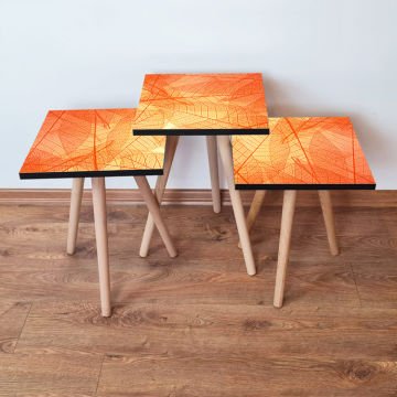 Desenli 3lü Zigon Sehpa