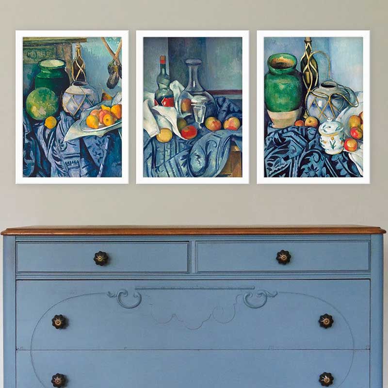 Paul Cezanne 3 Parça Beyaz Çerçeveli Tablo 55cm x 75cm