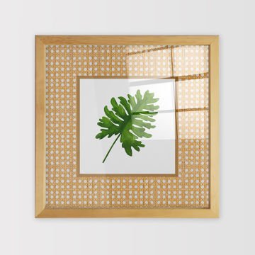 Naturel Çerçeveli Hasır Baskı Cam Tablolar 40cm x 40cm
