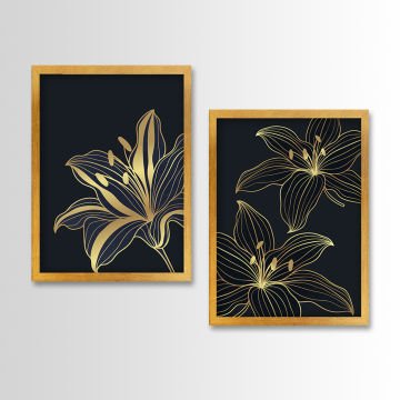 2 Parçalı Altın Çerçeveli Tablo 35cm x 45cm