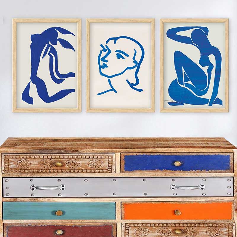 Henri Matisse 3 Parça Naturel Çerçeveli Tablo