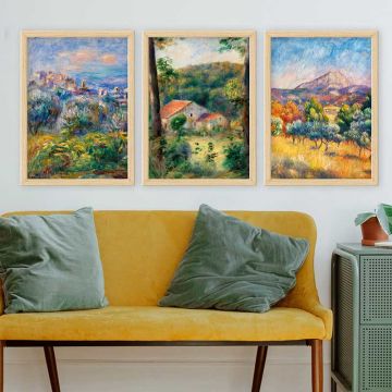 AUGUSTE RENOIR 3 Parça Naturel Çerçeveli Tablo