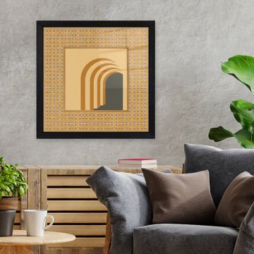 Siyah Çerçeveli Hasır Baskı Cam Tablolar 50cm x 50cm