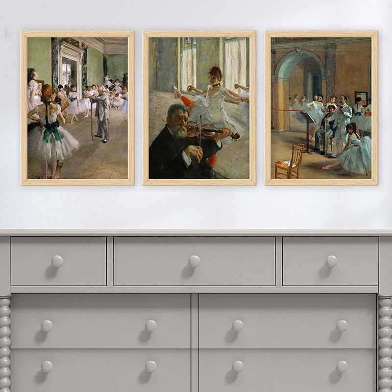 EDGAR DEGAS 3 Parça Naturel Çerçeveli Tablo