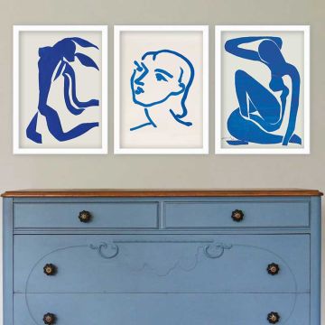 Henri Matisse 3 Parça Beyaz Çerçeveli Tablo 35cm x 45cm