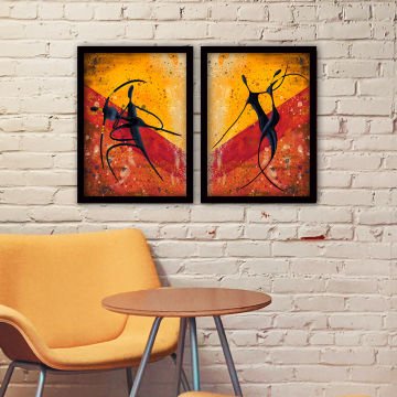 2 Parçalı Siyah Çerçeveli Tablo 55cm x 75cm