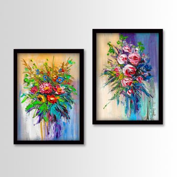 2 Parçalı Siyah Çerçeveli Tablo 55cm x 75cm
