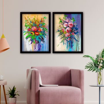 2 Parçalı Siyah Çerçeveli Tablo 55cm x 75cm