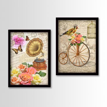 2 Parçalı Siyah Çerçeveli Tablo 35cm x 45cm
