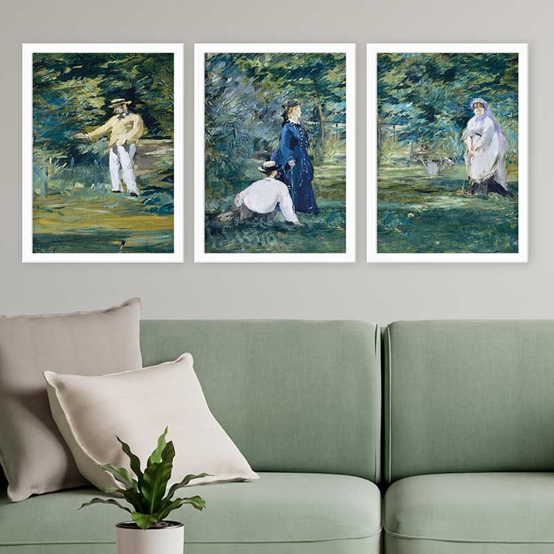 ÉDOUARD MANET 3 Parça Beyaz Çerçeveli Tablo 55cm x 75cm