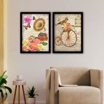 2 Parçalı Siyah Çerçeveli Tablo 55cm x 75cm