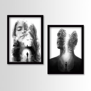 2 Parçalı Siyah Çerçeveli Tablo 35cm x 45cm