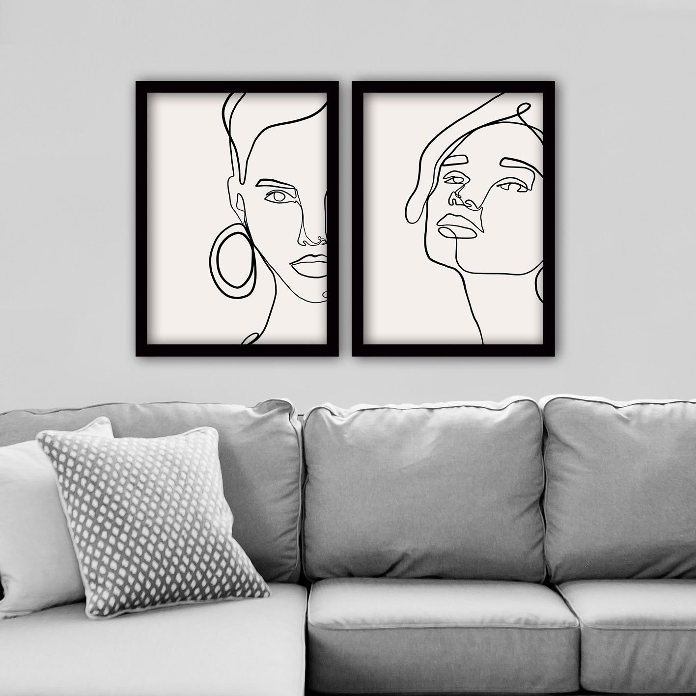 2 Parçalı Siyah Çerçeveli Tablo 35cm x 45cm