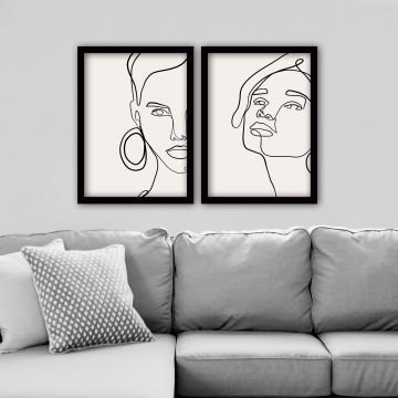 2 Parçalı Siyah Çerçeveli Tablo 35cm x 45cm