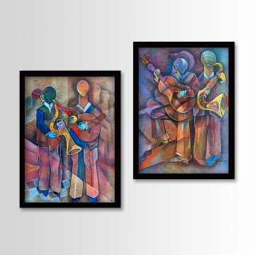 2 Parçalı Siyah Çerçeveli Tablo 55cm x 75cm