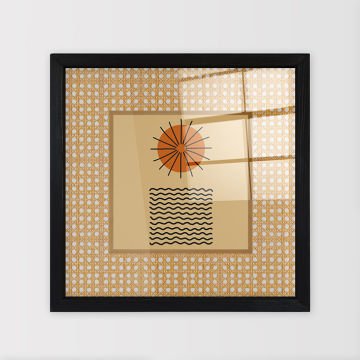 Siyah Çerçeveli Hasır Baskı Cam Tablolar 50cm x 50cm