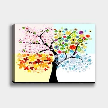 Renkli Ağaç Kanvas Tablo