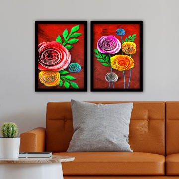 2 Parçalı Siyah Çerçeveli Tablo 35cm x 45cm