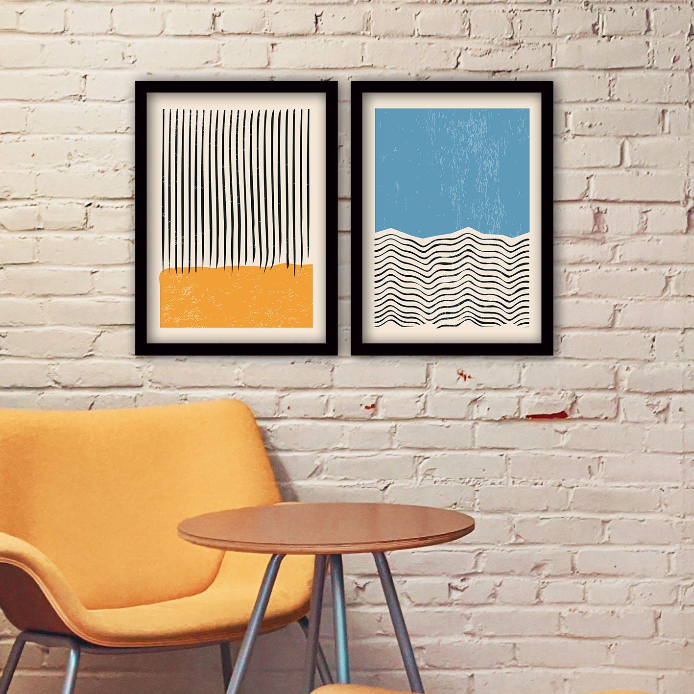 2 Parçalı Siyah Çerçeveli Tablo 35cm x 45cm