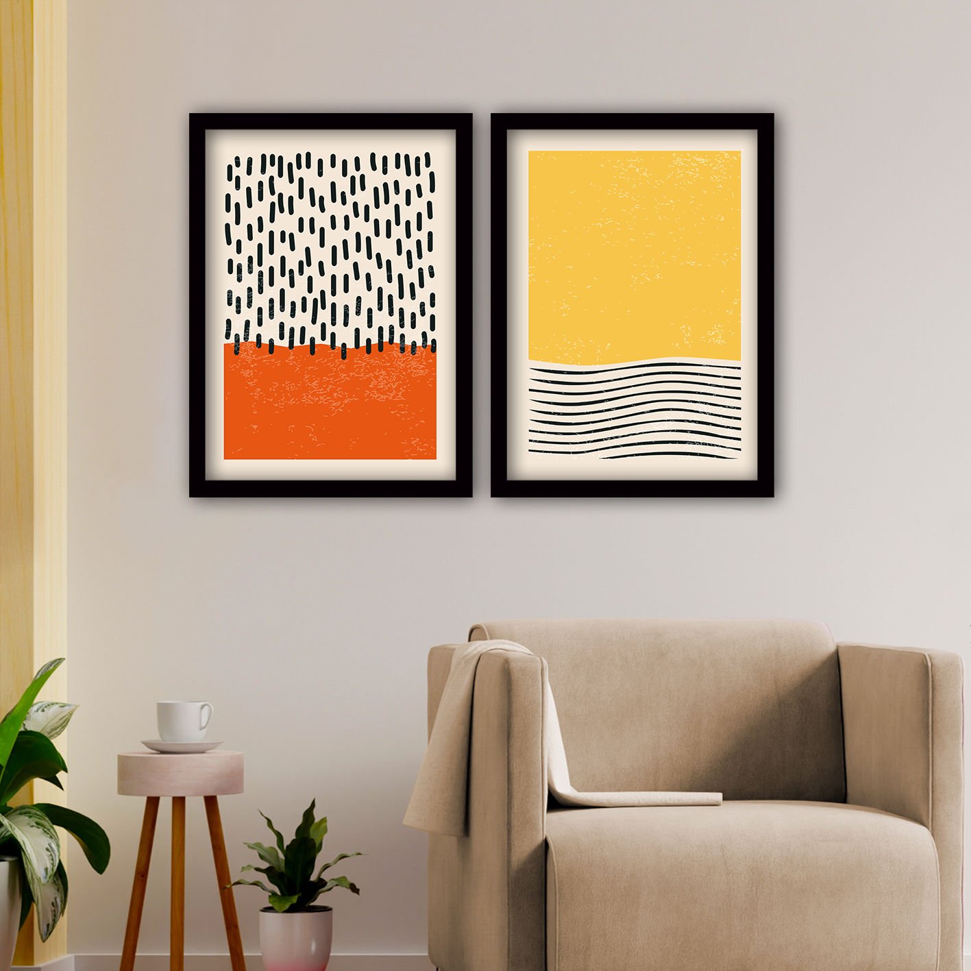 2 Parçalı Siyah Çerçeveli Tablo 35cm x 45cm