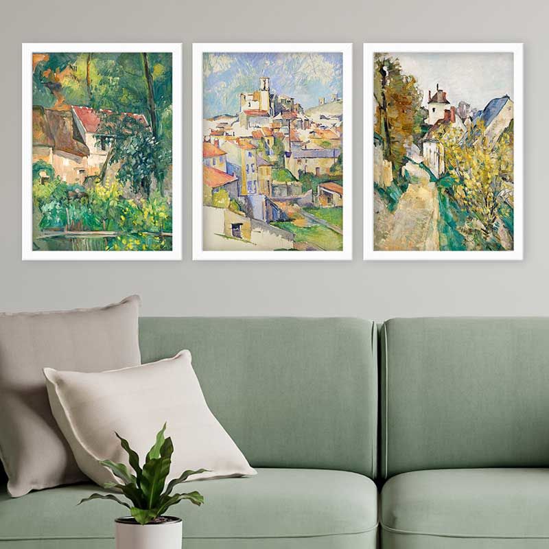 Paul Cezanne 3 Parça Beyaz Çerçeveli Tablo