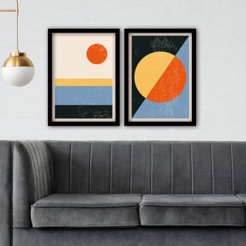 2 Parçalı Siyah Çerçeveli Tablo 55cm x 75cm
