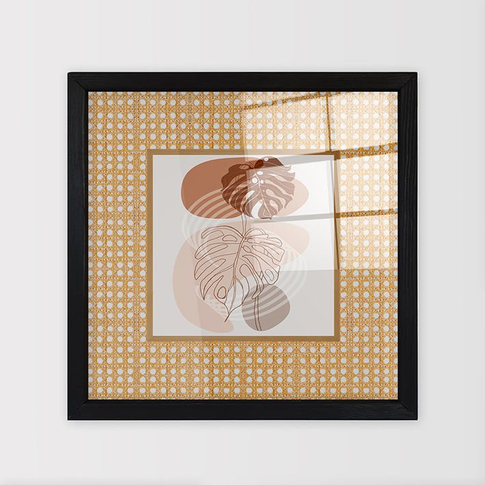 Siyah Çerçeveli Hasır Baskı Cam Tablolar 40cm x 40cm