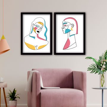 2 Parçalı Siyah Çerçeveli Tablo 55cm x 75cm