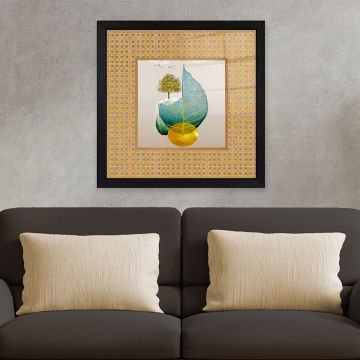 Siyah Çerçeveli Hasır Baskı Cam Tablolar 50cm x 50cm
