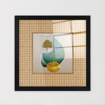 Siyah Çerçeveli Hasır Baskı Cam Tablolar 50cm x 50cm