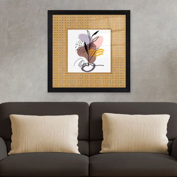 Siyah Çerçeveli Hasır Baskı Cam Tablolar 50cm x 50cm
