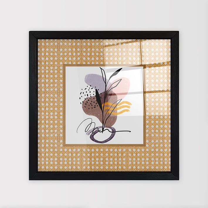 Siyah Çerçeveli Hasır Baskı Cam Tablolar 50cm x 50cm
