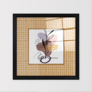 Siyah Çerçeveli Hasır Baskı Cam Tablolar 50cm x 50cm