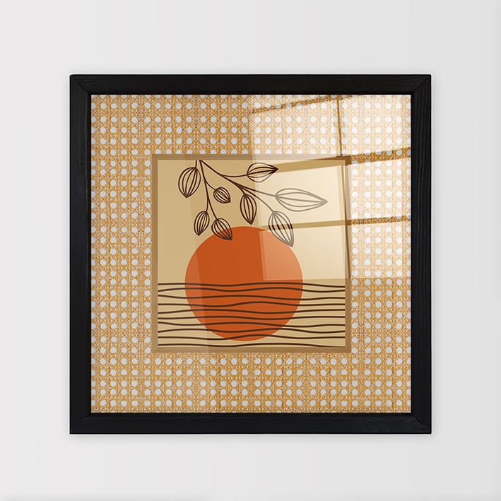 Siyah Çerçeveli Hasır Baskı Cam Tablolar 50cm x 50cm