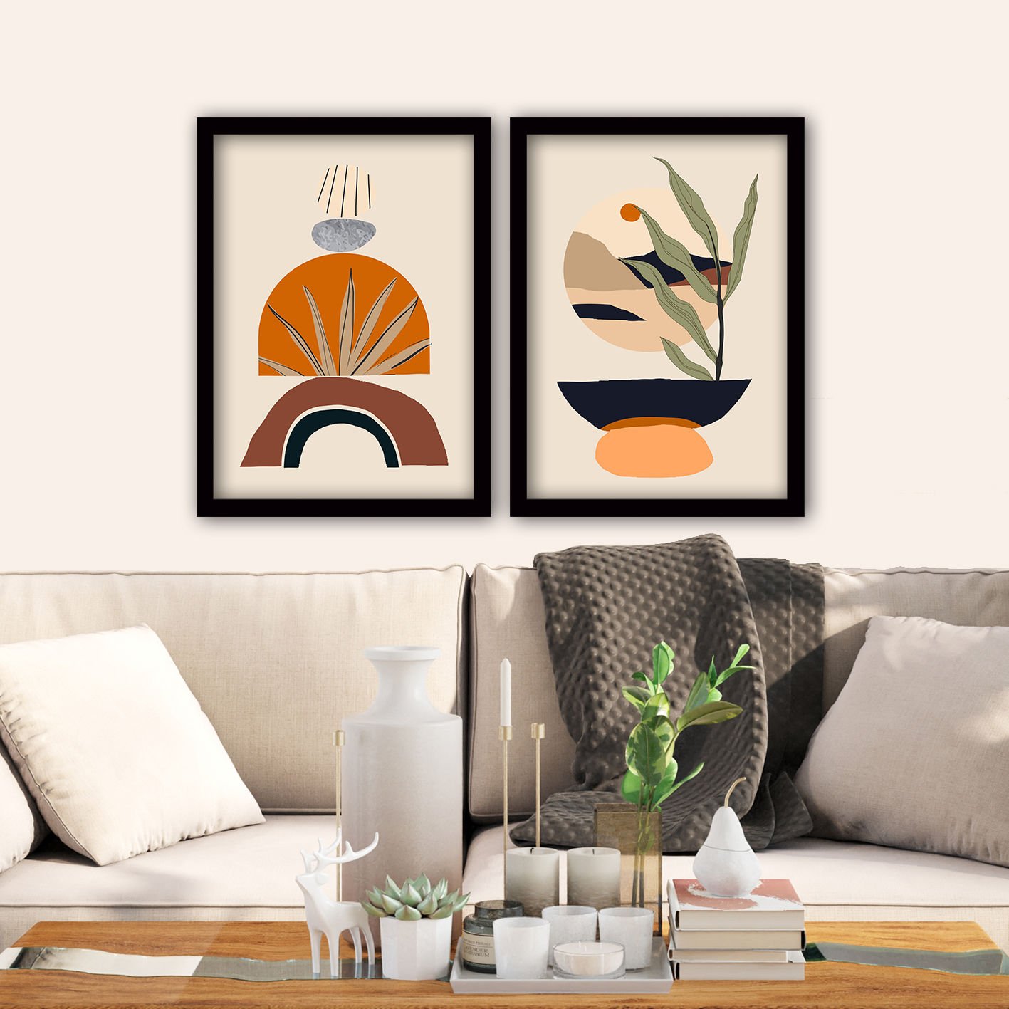 2 Parçalı Siyah Çerçeveli Tablo 35cm x 45cm