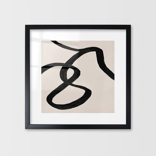 Siyah Çerçeveli Soyut Cam Tablo