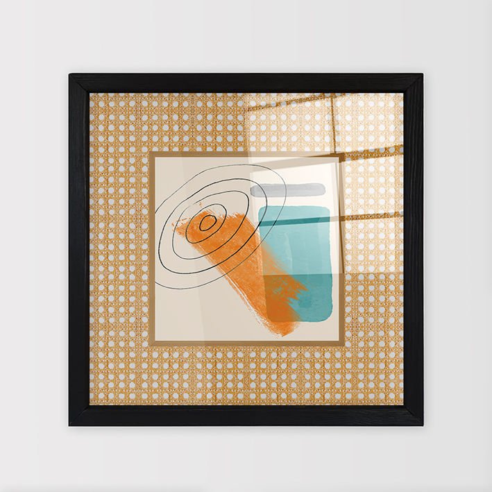 Siyah Çerçeveli Hasır Baskı Cam Tablolar 40cm x 40cm