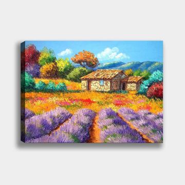 Lavanta Tarlası Manzara Kanvas Tablo 70cm x 100cm